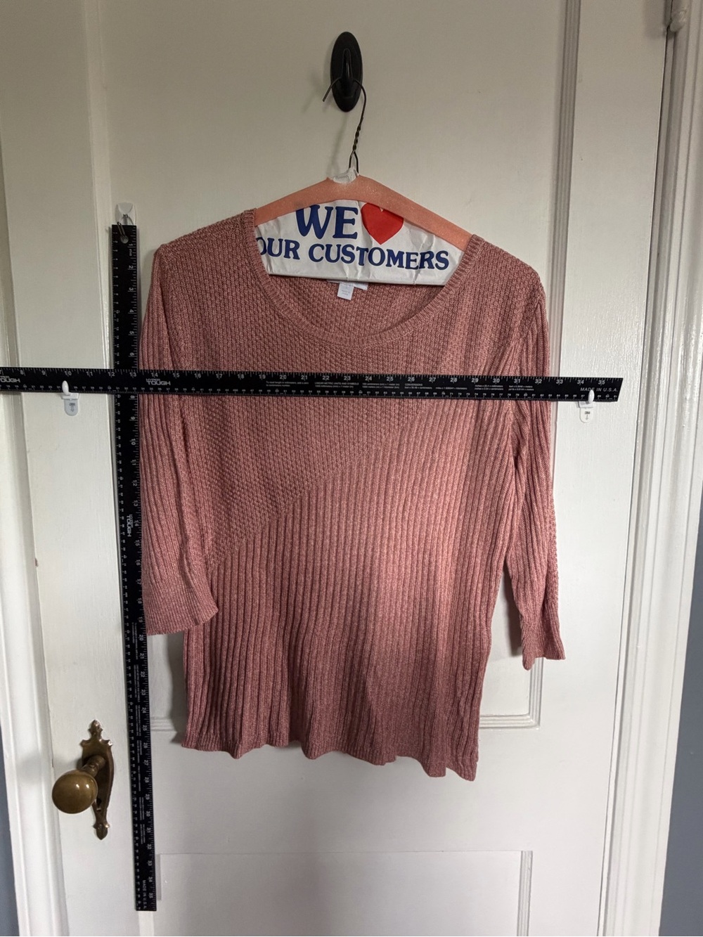 New York & Company Ribbed Scoop Neck Long Sleeve Top - Mauve Pink